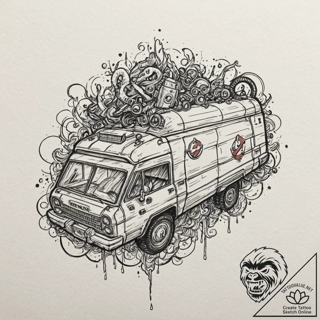 A ghostbusters ghost trap, artistic tattoo sk... - tattoo sketch (№1751213206_0, 29.06.2025 16:06) — tattoovalue.net