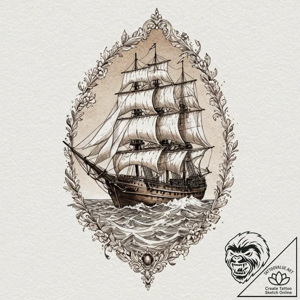 A watercolor sketch of the haunted ship from... - tattoo sketch (№1751214292_0, 29.06.2025 16:24) — tattoovalue.net