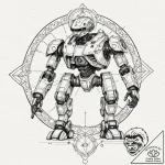 A sketch of the ed-209 enforcement droid from… – tattoo sketch (№1751214843_0, 29.06.2025 16:34) — tattoovalue.net