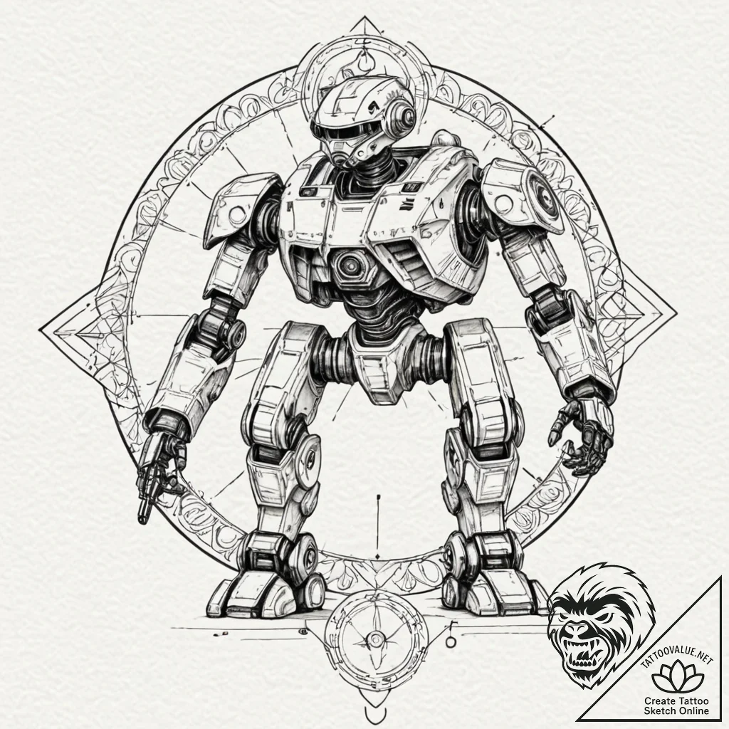 A sketch of the ed-209 enforcement droid from... - tattoo sketch (№1751214843_0, 29.06.2025 16:34) — tattoovalue.net