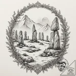 A linework tattoo of the standing stones at c… – tattoo sketch (№1751215212_0, 29.06.2025 16:40) — tattoovalue.net
