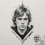 49. trash polka style tattoo of luke skywalke… – tattoo sketch (№1751215425_0, 29.06.2025 16:43) — tattoovalue.net