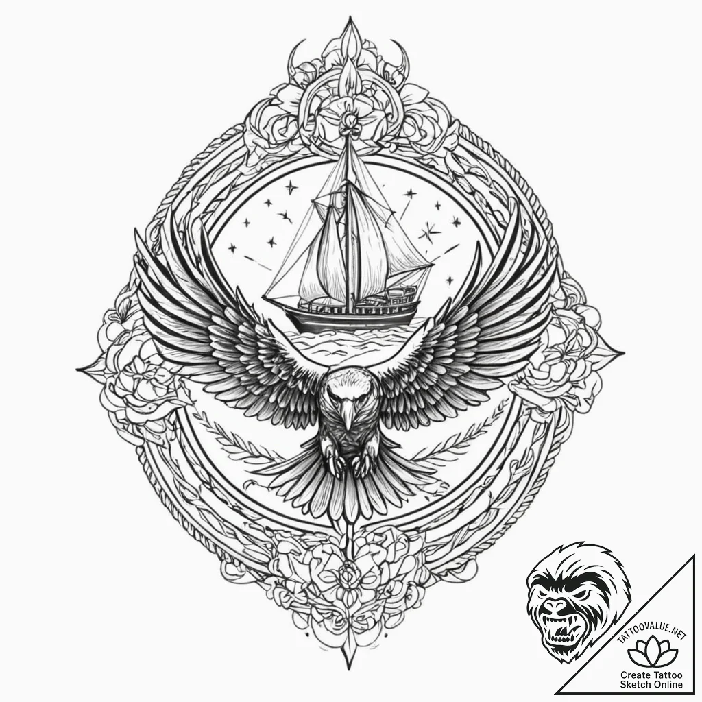 A linework tattoo of the atreides hawk symbol... - tattoo sketch (№1751216376_0, 29.06.2025 16:59) — tattoovalue.net