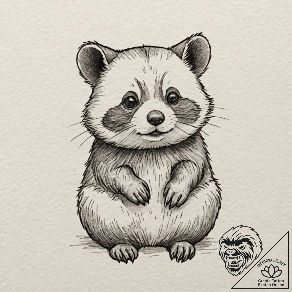 Tanuki, tattoo sketch design, sepia tone sket... - tattoo sketch (№1751216499_0, 29.06.2025 17:01) — tattoovalue.net