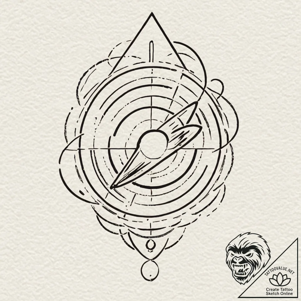 A linework tattoo of the capsule corp logo,,... - tattoo sketch (№1751216794_0, 29.06.2025 17:06) — tattoovalue.net