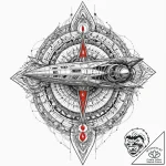 Spaceship wreck, artistic tattoo sketch, blac… – tattoo sketch (№1751216914_0, 29.06.2025 17:08) — tattoovalue.net