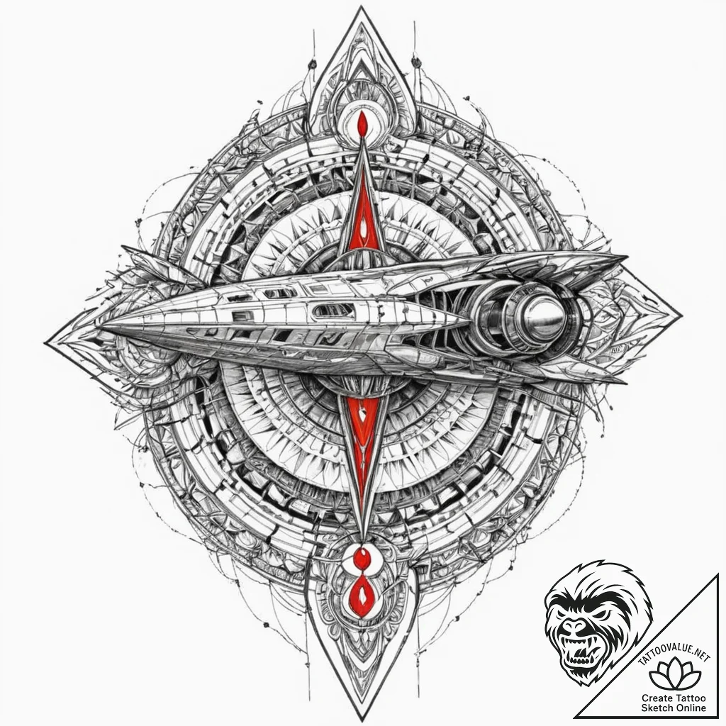 Spaceship wreck, artistic tattoo sketch, blac... - tattoo sketch (№1751216914_0, 29.06.2025 17:08) — tattoovalue.net