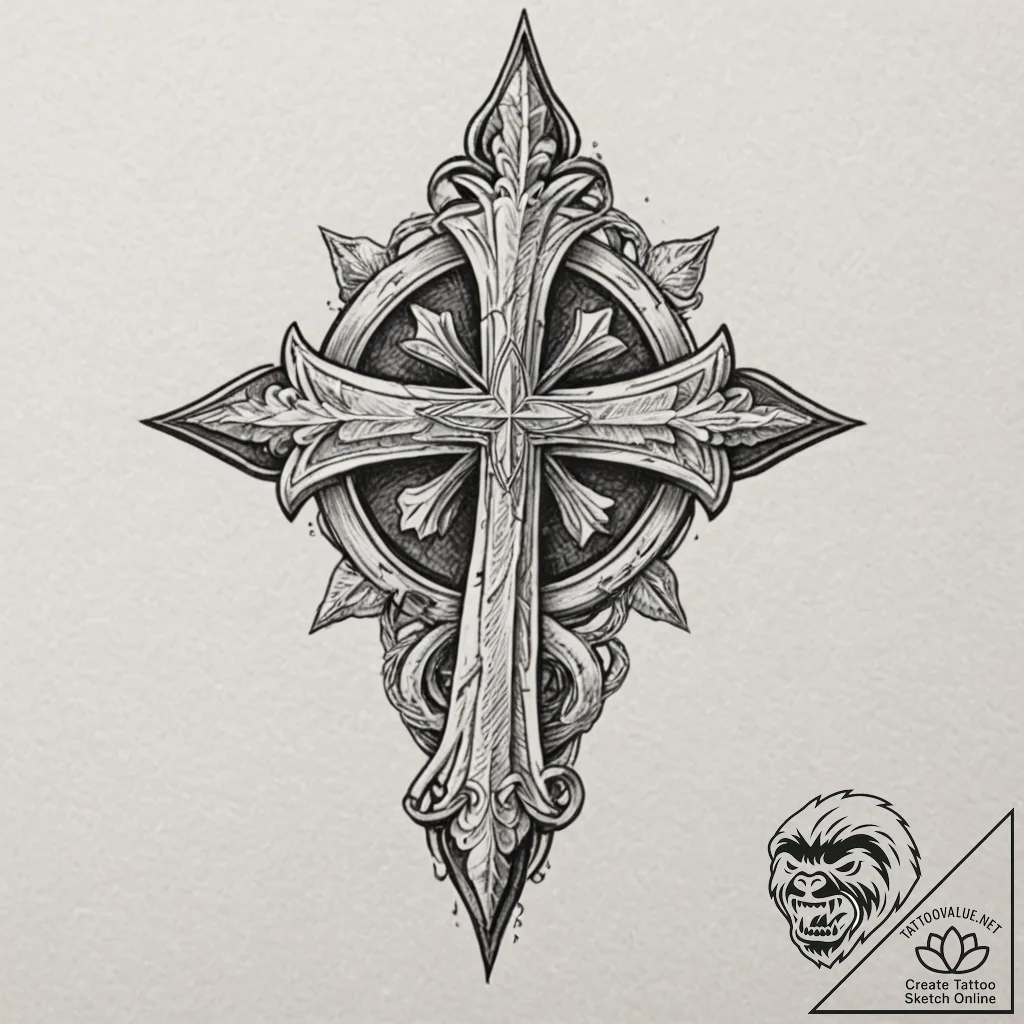 A templar knight's cross, tattoo sketch desig... - tattoo sketch (№1751217378_0, 29.06.2025 17:16) — tattoovalue.net