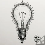 A vintage lightbulb filament glowing, tattoo… – tattoo sketch (№1751218015_0, 29.06.2025 17:26) — tattoovalue.net