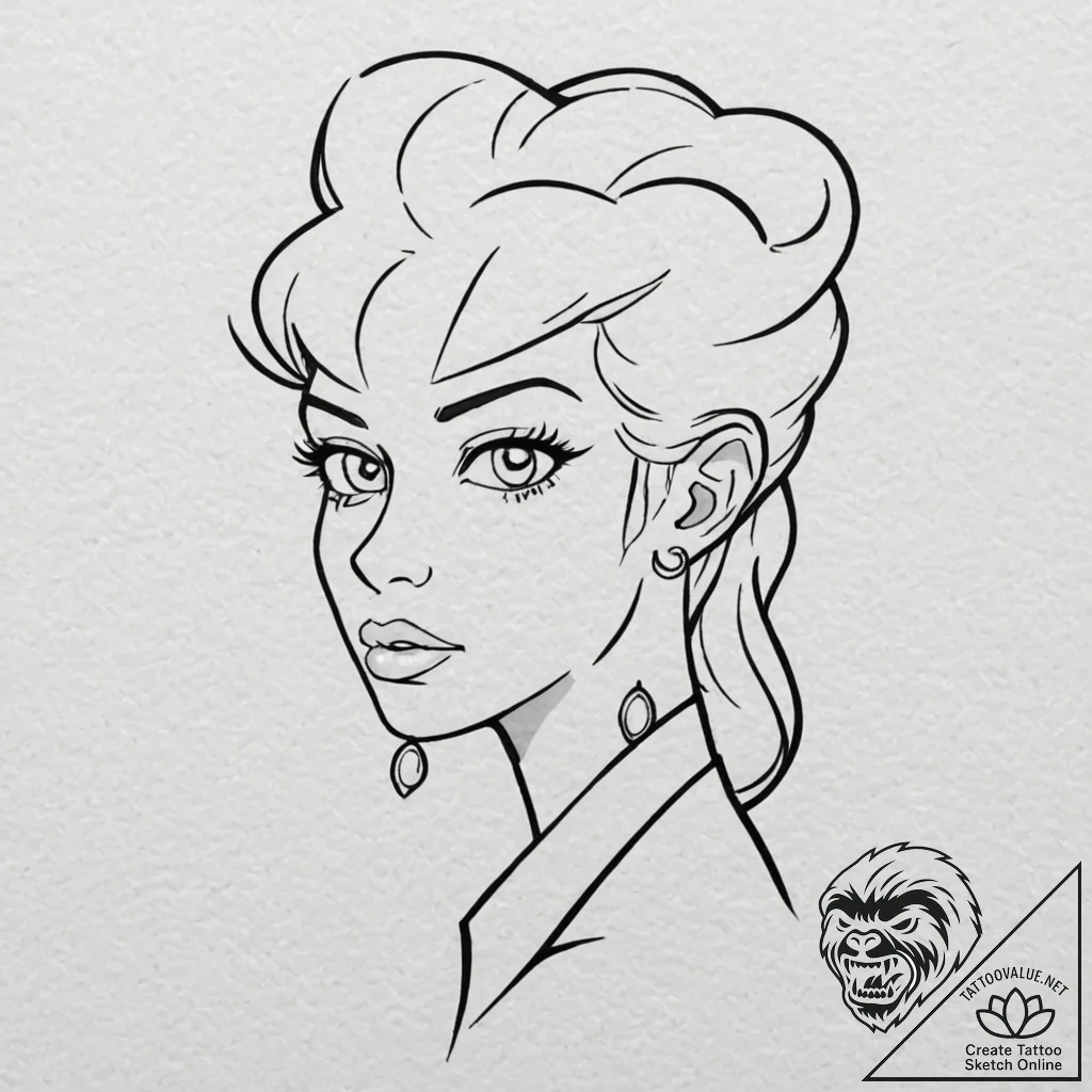 A neo-traditional tattoo of leela from futura... - tattoo sketch (№1751218130_0, 29.06.2025 17:28) — tattoovalue.net