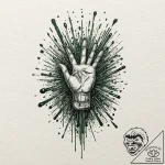 Trash polka sketch of neo stopping bullets, w… – tattoo sketch (№1751218652_0, 29.06.2025 17:37) — tattoovalue.net