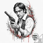 A neo-traditional portrait of anton chigurh w… – tattoo sketch (№1751218837_0, 29.06.2025 17:40) — tattoovalue.net