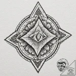 A linework tattoo of the u.a. high school log… – tattoo sketch (№1751219021_0, 29.06.2025 17:43) — tattoovalue.net