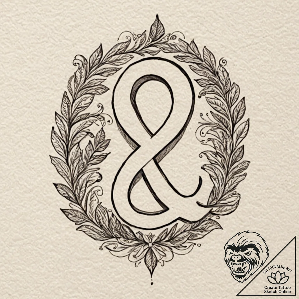 An ampersand symbol, ink illustration for tat... - tattoo sketch (№1751219695_0, 29.06.2025 17:54) — tattoovalue.net