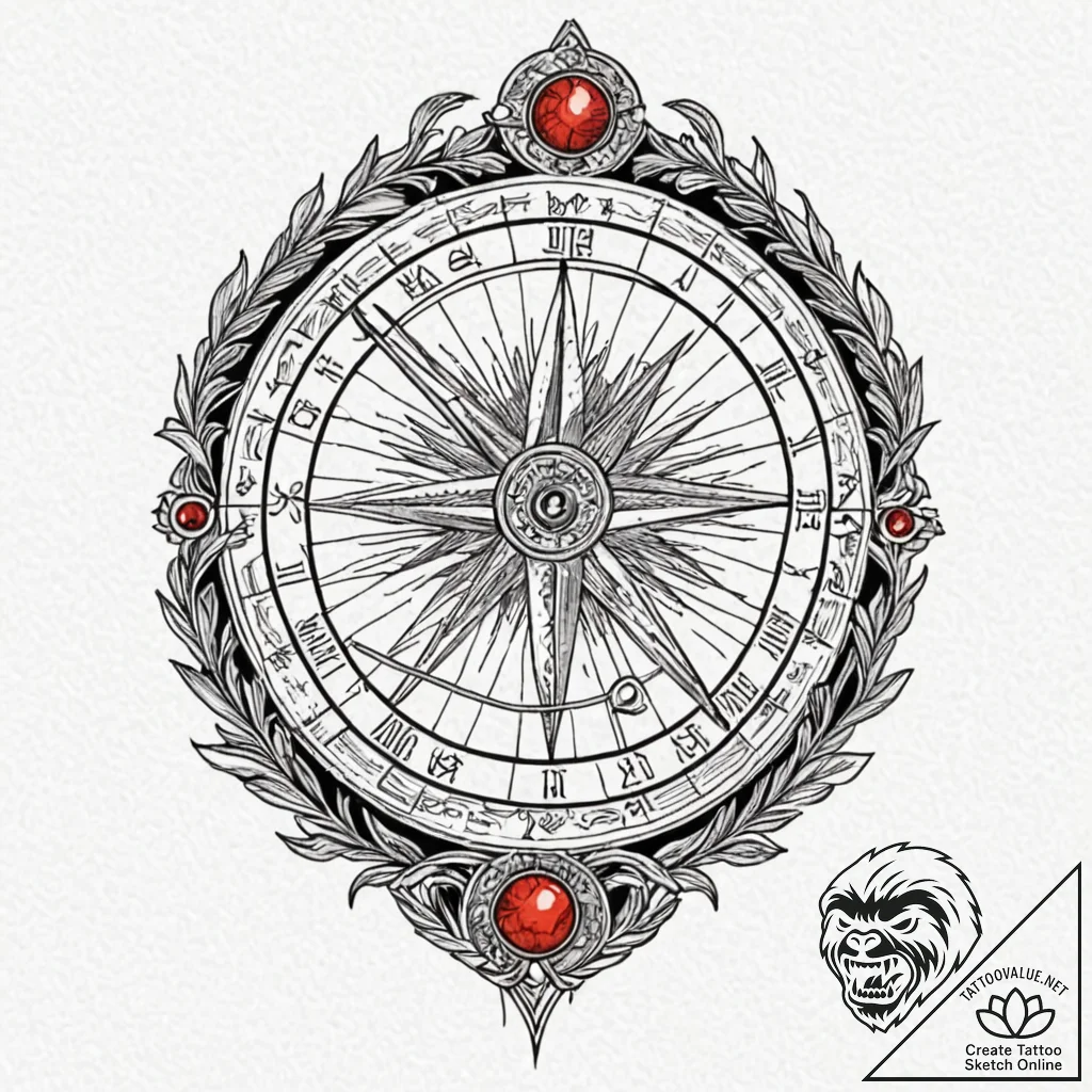Sundial, ink illustration for tattoo, profess... - tattoo sketch (№1751219878_0, 29.06.2025 17:57) — tattoovalue.net