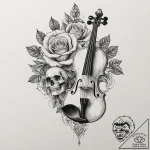 Violin, tattoo drawing outline, dotwork shadi… – tattoo sketch (№1751220248_0, 29.06.2025 18:04) — tattoovalue.net
