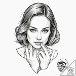 A sketch of margot tenenbaum, with her wooden… – tattoo sketch (№1751220365_0, 29.06.2025 18:06) — tattoovalue.net