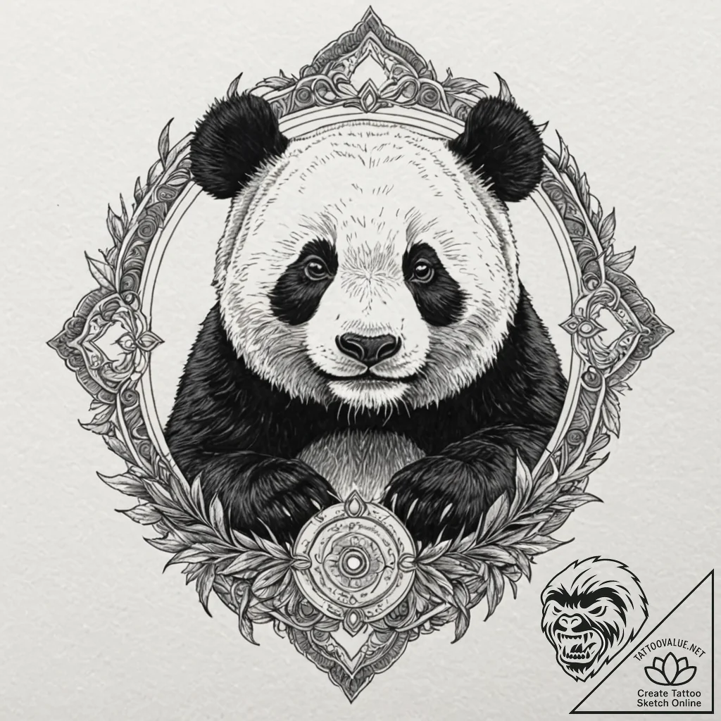 Panda, artistic tattoo sketch, masterpiece, b... - tattoo sketch (№1751220474_0, 29.06.2025 18:07) — tattoovalue.net