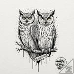 A linework tattoo of the phrase “the owls are… – tattoo sketch (№1751220589_0, 29.06.2025 18:09) — tattoovalue.net