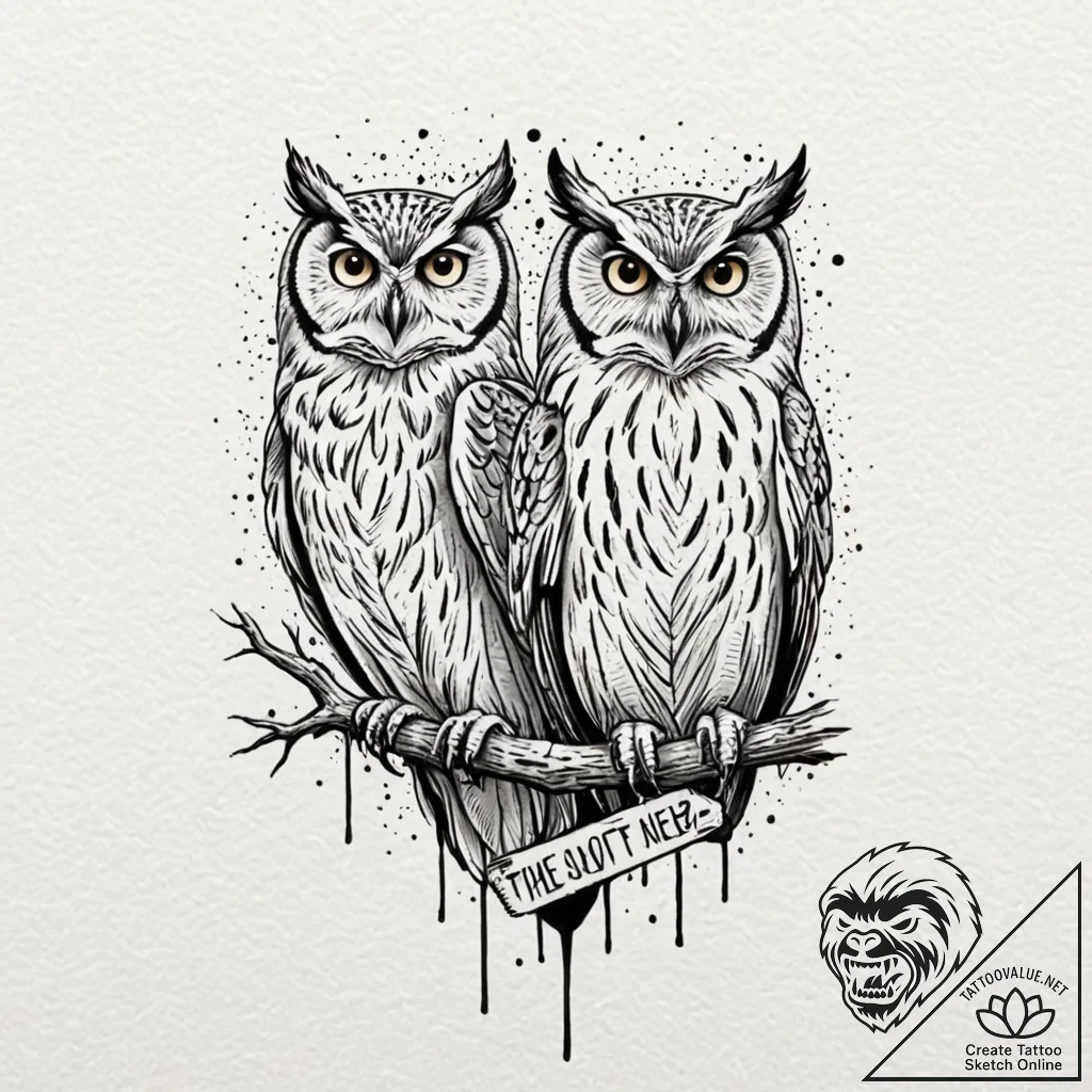 A linework tattoo of the phrase "the owls are... - tattoo sketch (№1751220589_0, 29.06.2025 18:09) — tattoovalue.net