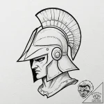 Spartan helmet, tattoo line art, studio light… – tattoo sketch (№1751221670_0, 29.06.2025 18:27) — tattoovalue.net