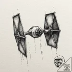 A tie fighter, tattoo sketch design, dynamic… – tattoo sketch (№1751221904_0, 29.06.2025 18:31) — tattoovalue.net