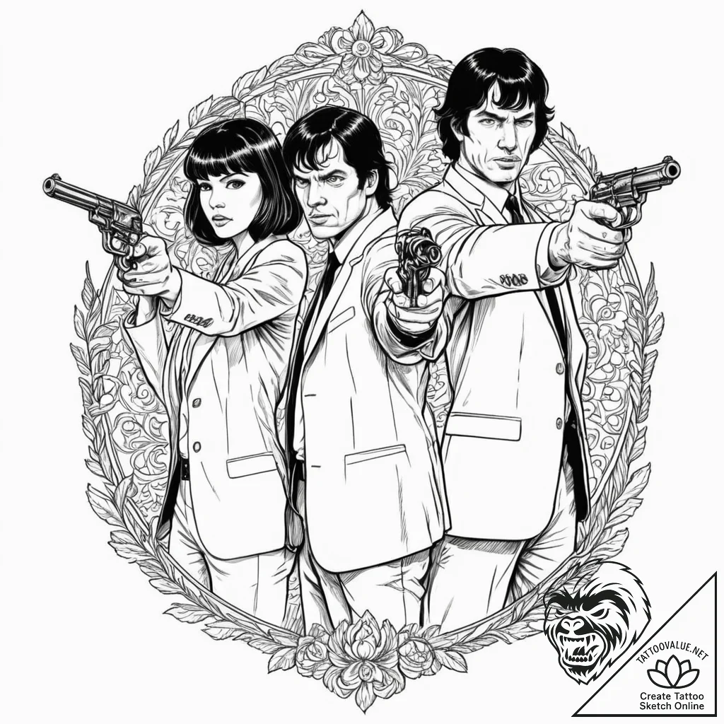 A graphic novel panel of jules and vincent fr... - tattoo sketch (№1751222393_0, 29.06.2025 18:39) — tattoovalue.net