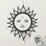 Sun, ink illustration for tattoo, blackwork t… – tattoo sketch (№1751222510_0, 29.06.2025 18:41) — tattoovalue.net