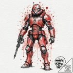 A watercolor sketch of a terran marine in ful… – tattoo sketch (№1751223238_0, 29.06.2025 18:53) — tattoovalue.net