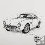 A linework design of the red alfa romeo from… – tattoo sketch (№1751224700_0, 29.06.2025 19:18) — tattoovalue.net