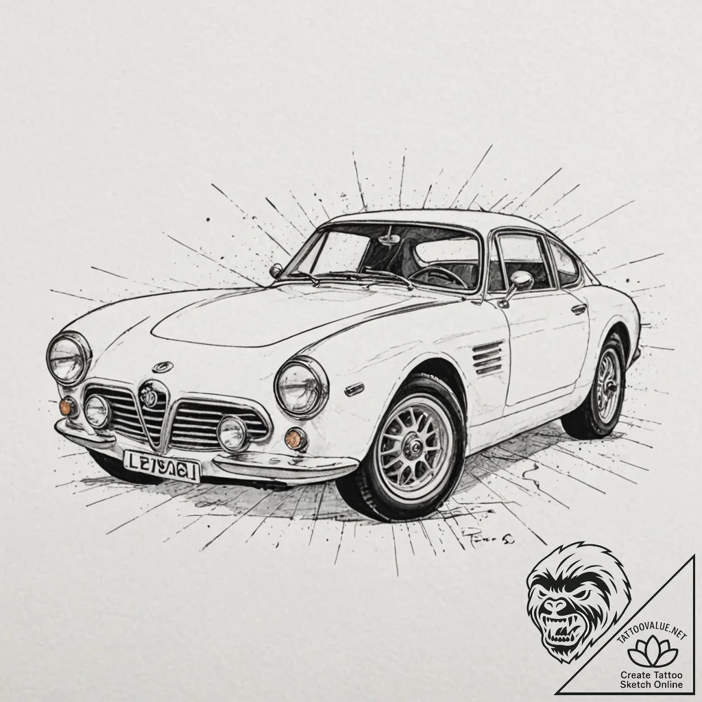 A linework design of the red alfa romeo from... - tattoo sketch (№1751224700_0, 29.06.2025 19:18) — tattoovalue.net