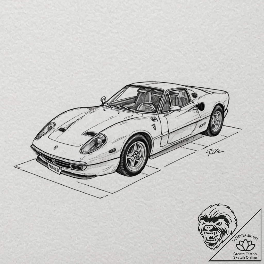 A sketch of the red ferrari from ferris buell... - tattoo sketch (№1751224806_0, 29.06.2025 19:20) — tattoovalue.net