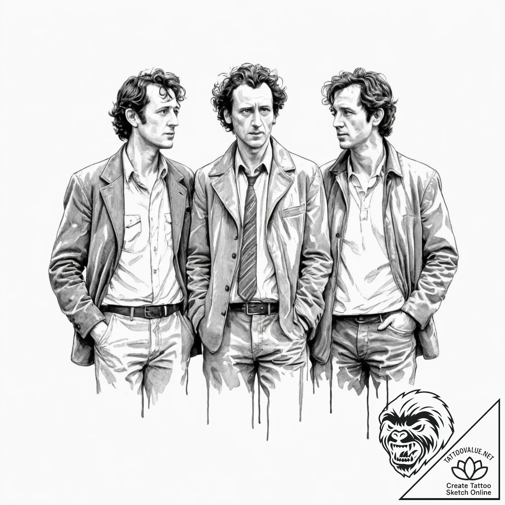 A watercolor tattoo of the main characters fr... - tattoo sketch (№1751225154_0, 29.06.2025 19:25) — tattoovalue.net