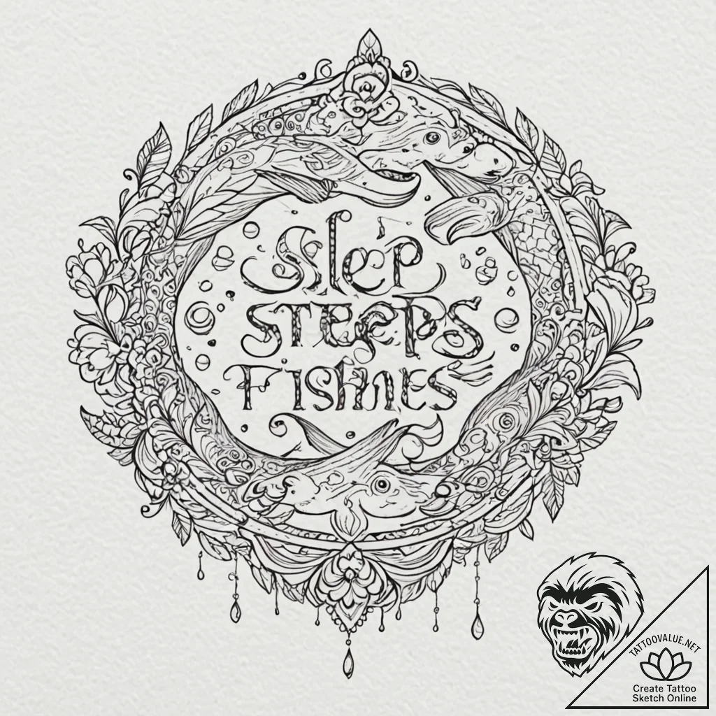 A sketch of luca brasi, with the phrase "slee... - tattoo sketch (№1751225372_0, 29.06.2025 19:29) — tattoovalue.net
