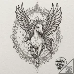 Pegasus, tattoo drawing outline, moderately d… – tattoo sketch (№1751225678_0, 29.06.2025 19:34) — tattoovalue.net