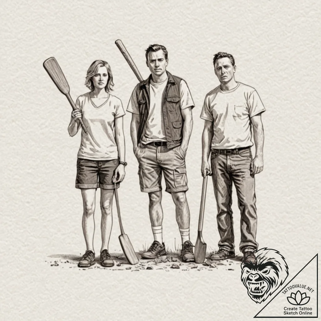 A sketch of the main characters from shaun of... - tattoo sketch (№1751225863_0, 29.06.2025 19:37) — tattoovalue.net