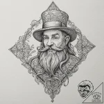 Leprechaun, tattoo drawing outline, black and… – tattoo sketch (№1751226102_0, 29.06.2025 19:41) — tattoovalue.net