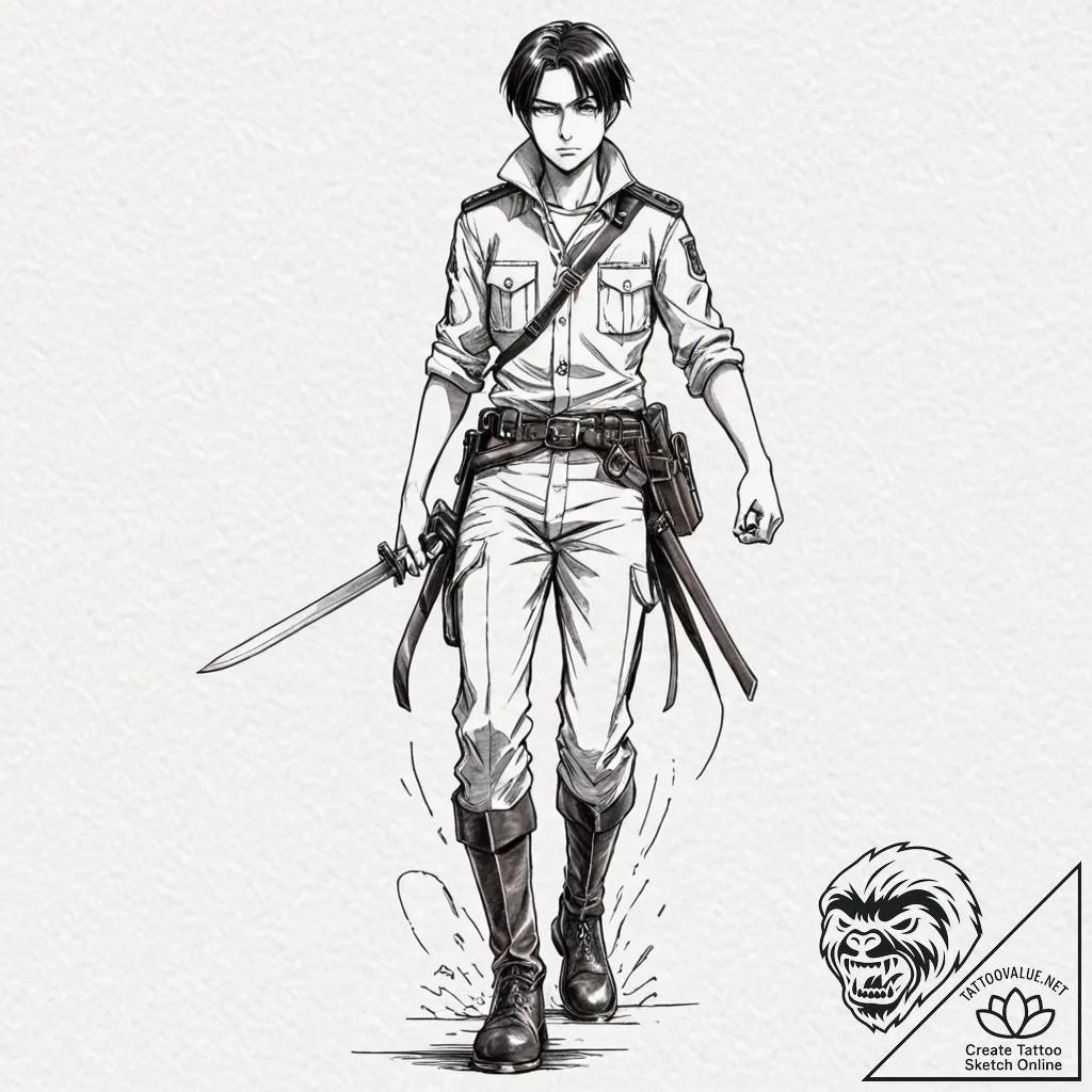A sketch of captain levi from attack on titan... - tattoo sketch (№1751226226_0, 29.06.2025 19:43) — tattoovalue.net