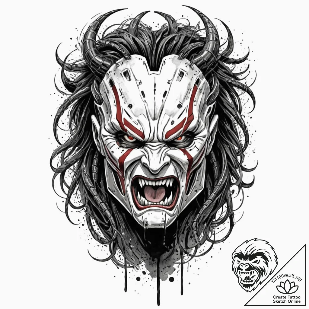 117. trash polka sketch of the predator's unm... - tattoo sketch (№1751226327_0, 29.06.2025 19:45) — tattoovalue.net