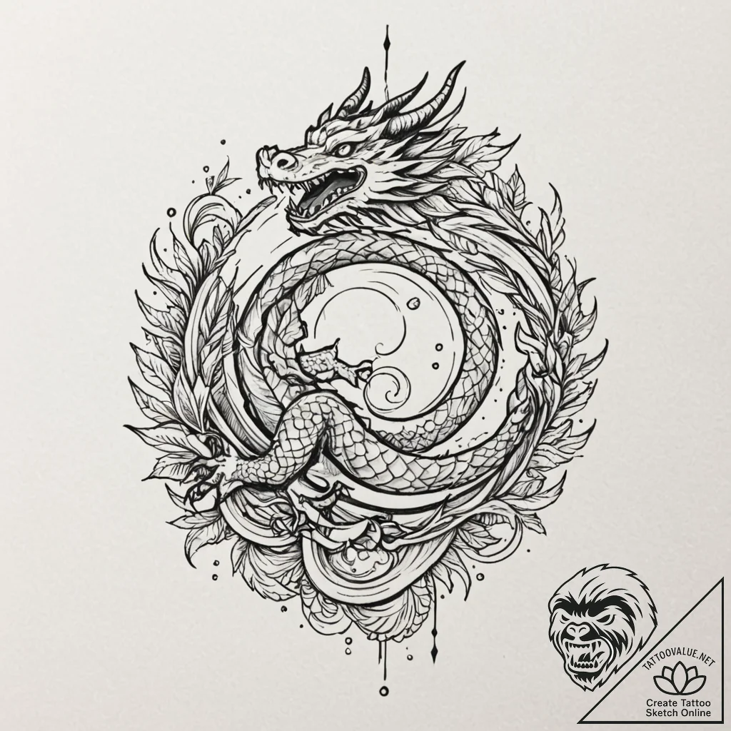A graphic novel style tattoo of haku in his d... - tattoo sketch (№1751226435_0, 29.06.2025 19:47) — tattoovalue.net