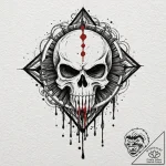 A trash polka composition of the punisher sku… – tattoo sketch (№1751226666_0, 29.06.2025 19:51) — tattoovalue.net