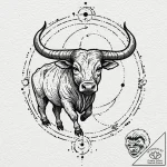 Taurus (zodiac sign), concept art for tattoo,… – tattoo sketch (№1751226775_0, 29.06.2025 19:52) — tattoovalue.net