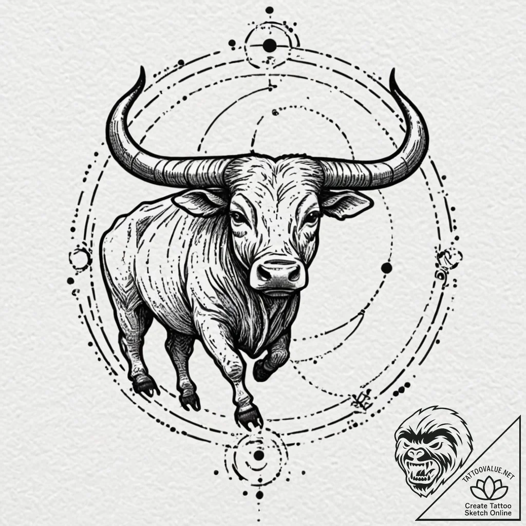 Taurus (zodiac sign), concept art for tattoo,... - tattoo sketch (№1751226775_0, 29.06.2025 19:52) — tattoovalue.net