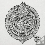 Aztec feathered serpent (quetzalcoatl), tatto… – tattoo sketch (№1751227006_0, 29.06.2025 19:56) — tattoovalue.net