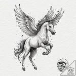 Pegasus, ink illustration for tattoo, black a… – tattoo sketch (№1751227711_0, 29.06.2025 20:08) — tattoovalue.net
