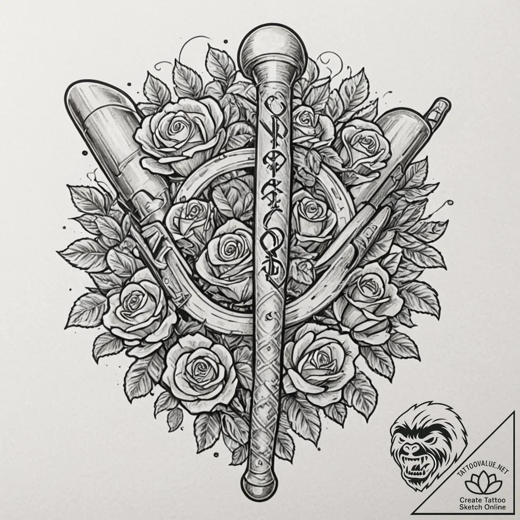 A neo-traditional tattoo of the "basterds" ba... - tattoo sketch (№1751228340_0, 29.06.2025 20:19) — tattoovalue.net