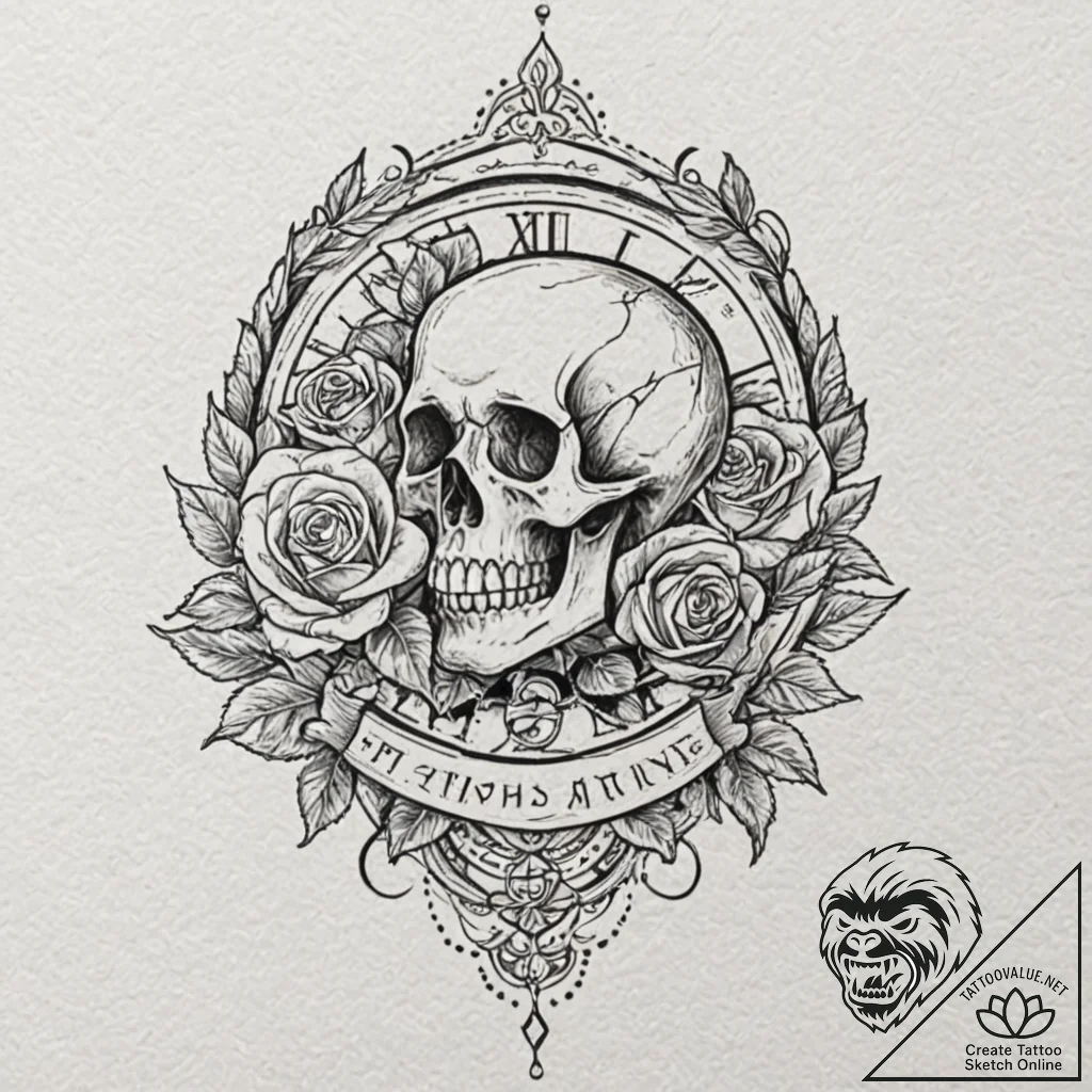 Time machine, tattoo sketch design, muted col... - tattoo sketch (№1751228463_0, 29.06.2025 20:21) — tattoovalue.net