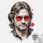 A sketch of kurt russell as snake plissken fr… – tattoo sketch (№1751228572_0, 29.06.2025 20:22) — tattoovalue.net