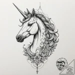 Unicorn, tattoo flash sheet design, dotwork t… – tattoo sketch (№1751228689_0, 29.06.2025 20:24) — tattoovalue.net