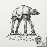 32. a graphic tattoo of an at-at walker, mini… – tattoo sketch (№1751229000_0, 29.06.2025 20:30) — tattoovalue.net